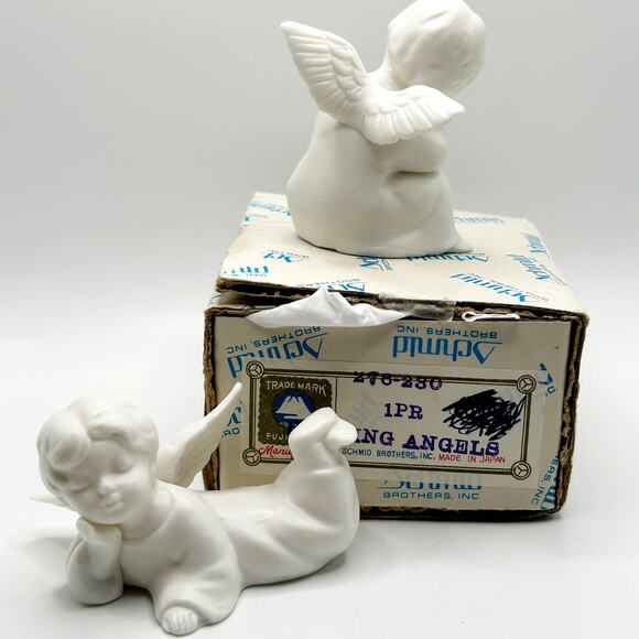 Schmid Bros Vintage White Sleeping Cherub Angels Figurines Japan - Picture 5 of 5